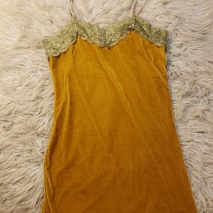 Lace Trim Velvet Midi Dress